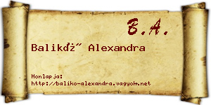 Balikó Alexandra névjegykártya