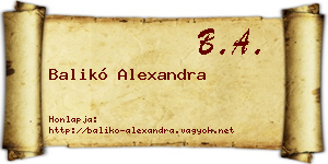 Balikó Alexandra névjegykártya