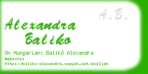 alexandra baliko business card